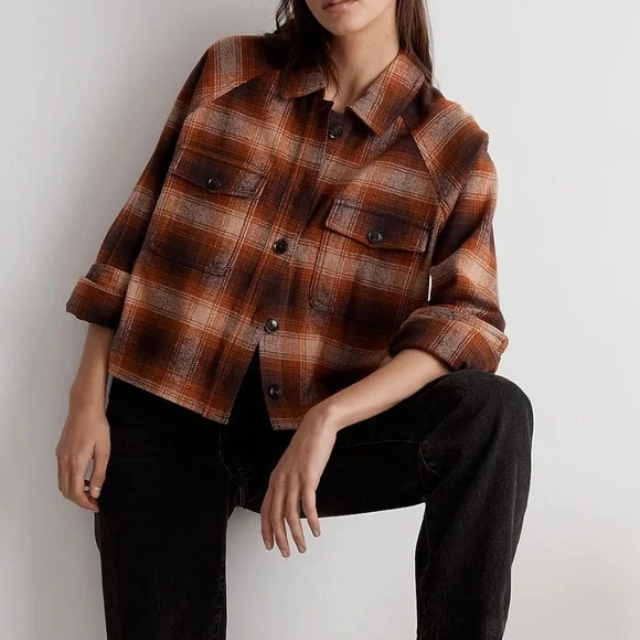 NEW Madewell Flannel Crop Shirt-Jacket in Plaid!!! - Picture 3 of 7